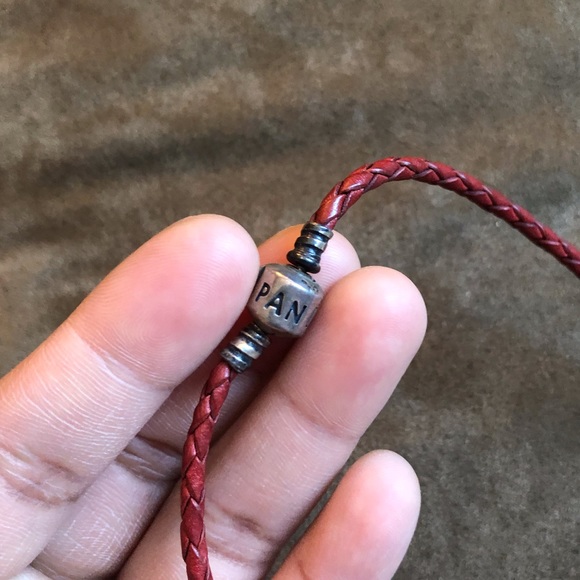 Pandora Brown Leather Bracelet Wrap Around Twice Necklace w/ 7 Charms - Picture 5 of 10